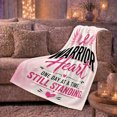 thumbnail image 6 of Empowering Breast Cancer Awareness Warrior Heart One Day, Cozy Typography Art Scene, Warm Flannel Blanket for Living Room and Reading Nook, Art Lovers Thanksgiving Gift, Artistic Home Decor, 6 of 9