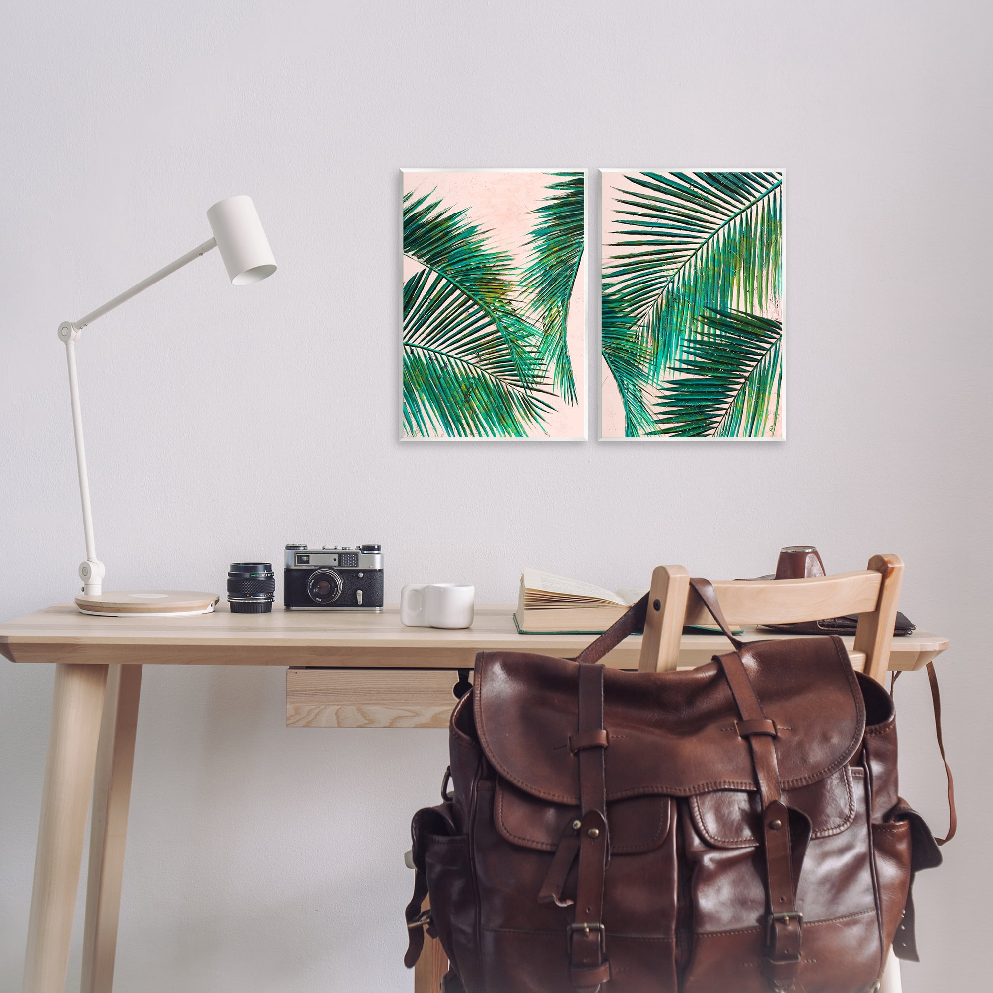 Stupell Industries Tropical Palm Fronds Plants & Flowers Painting Unframed Art Print Wall Art, 11 x 14, Set of 2