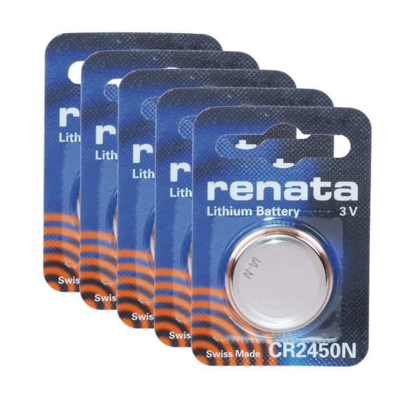 5pk Renata Coin Cell Battery CR2450 3V Lithium Replaces DL2450, BR2450
