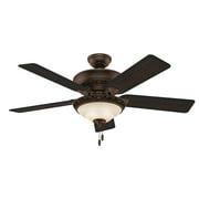 Hunter 52 inch Indoor Ceiling Fan with LED Light - Brown Ceiling Fan with Pull Chain, For Bedroom or Living Room, Standard Mount, No Remote, 5 Blades - Italian Countryside 53200, P.A. Cocoa
