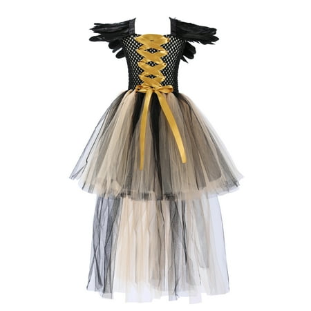 

LUOGENLI Girls Dresses Size 8-9 Toddler Kids Baby Girls Magnificent Witch Rainbow Black Gown Fancy Dress up Party Tulle Dresses Girls Skirts Size 10-12 with Shorts Under Girls Dress Shoes Size 3 10