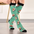 thumbnail image 5 of FORMRS Womens Knee High Socks Casual Long Thick Travel Daily Wear, 2 Pairs, Green American Footballs, 5 of 6