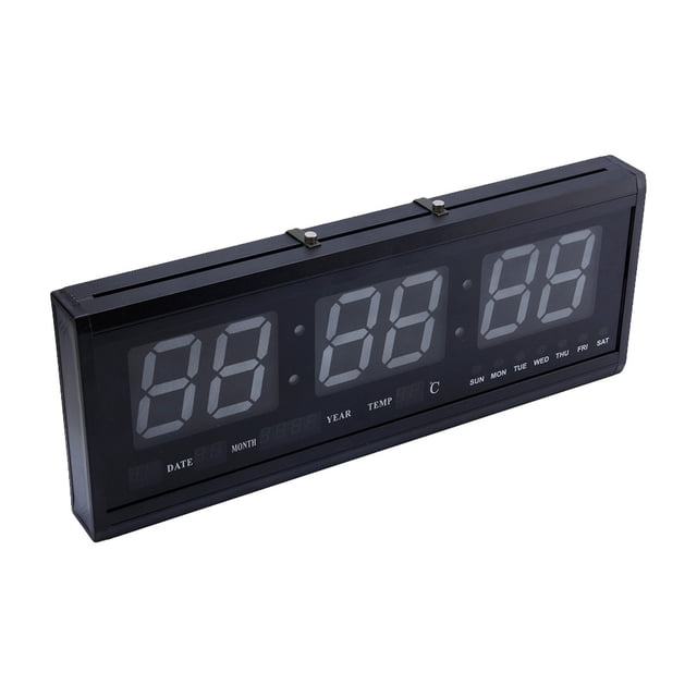 Gupbes Large Modern LED Digital Wall Clock Date Temperature 24 Or 12 Hour Office ZL