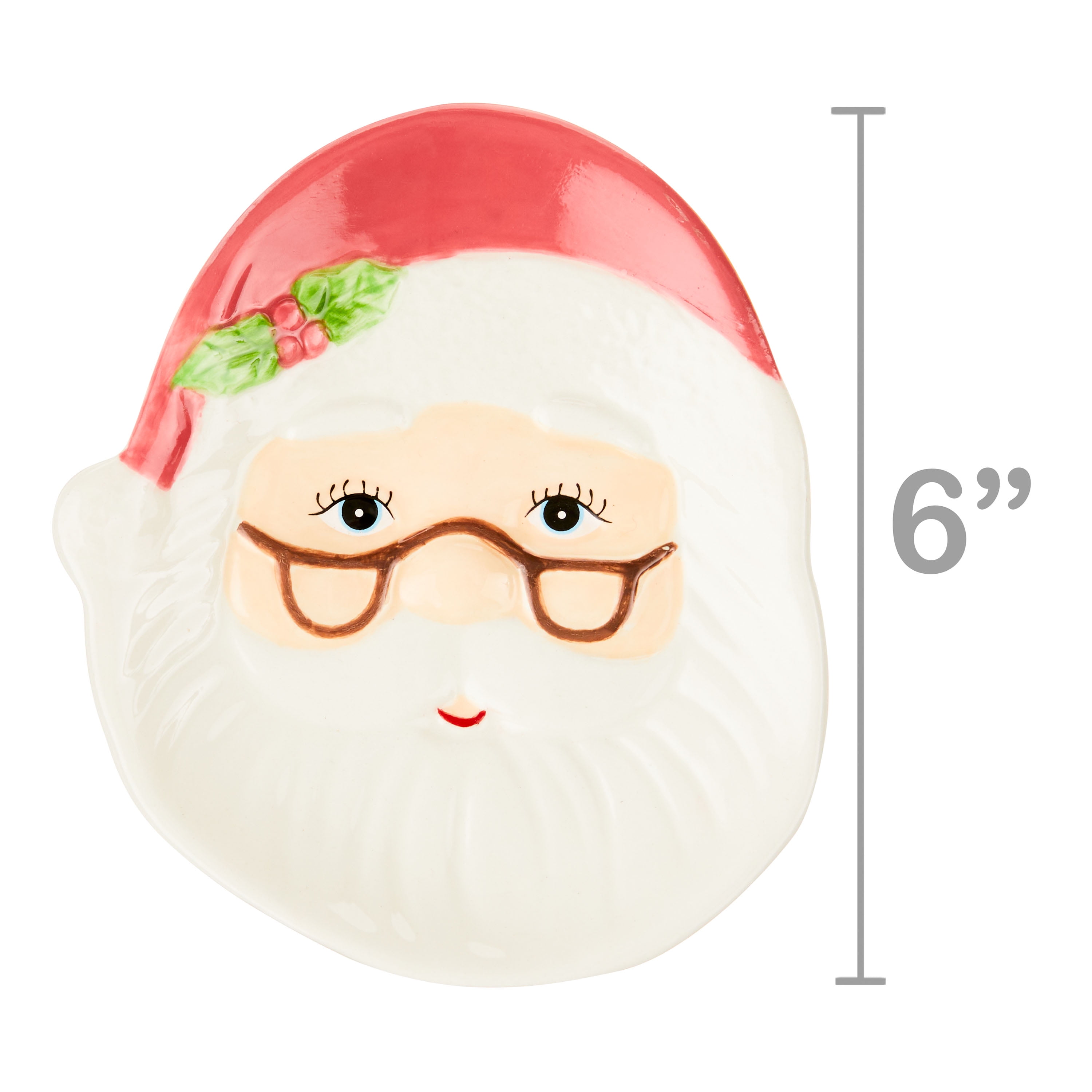 Mr. Christmas 6" Decorative Pink Ceramic Santa Shaped Trinket Tray Decoration