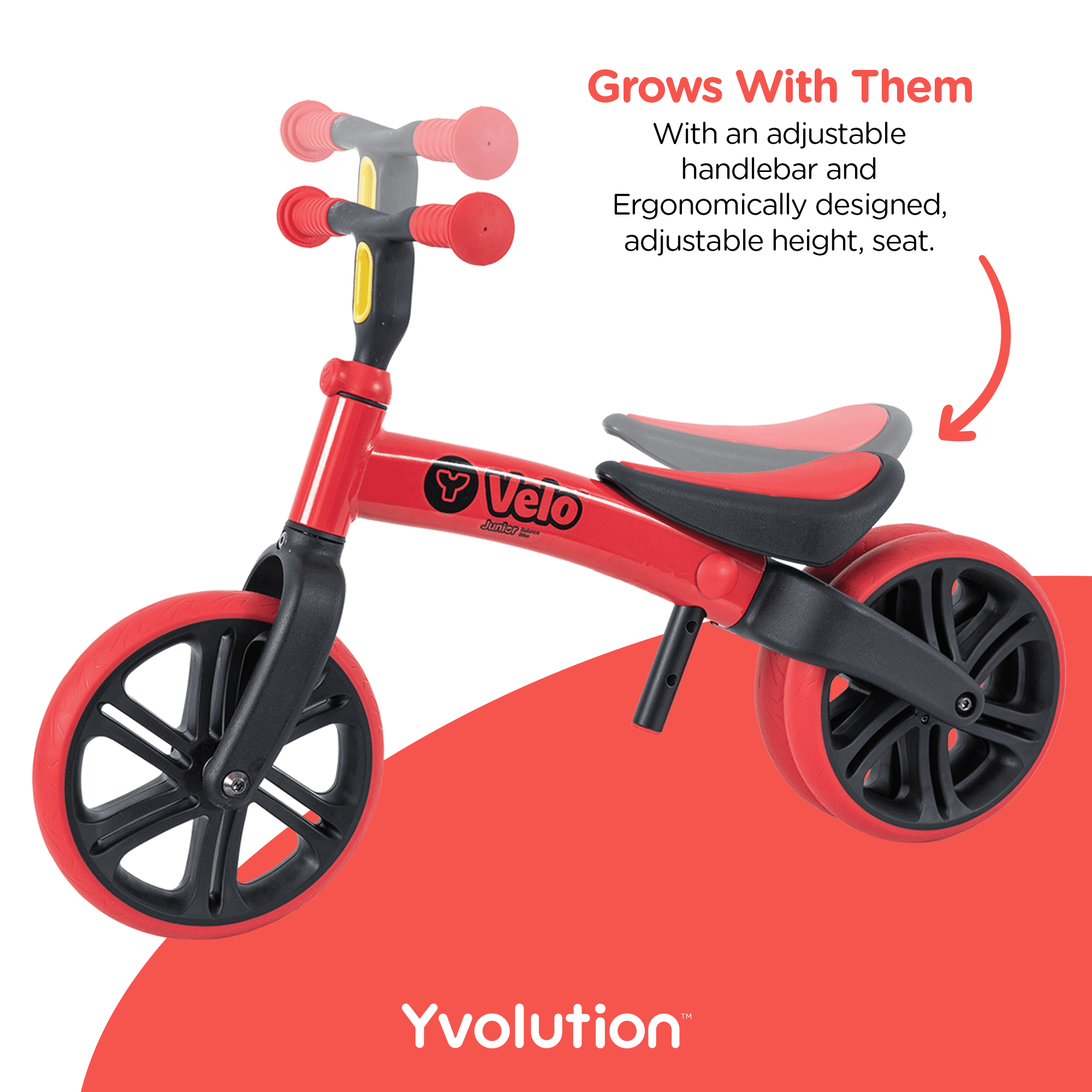 Yvolution Velo Toddler Balance 18 3 Boys Old Girls, (Red) and Years Months Bike Wheel to 9