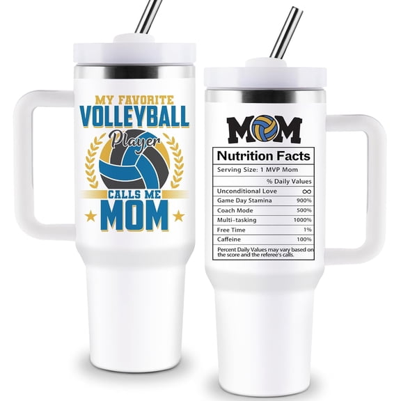 Volleyball Mom Tumbler 40oz with Handle Lid and Straw, Volleyball Team Gift for Mom from Son Daughter, Mother''s Day, Birthday, Christmas Gift for Women