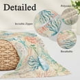 thumbnail image 2 of Teal Red Coastal Pillow Covers, Linen Long Throw Pillow Case, Jellyfish Nautical Beach Coral Starfish Holiday Pillow Protector Decorative Cushion Cover for Living Room/Bedroom 20" x 30", 2 of 8