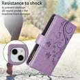 thumbnail image 6 of Allytechgroup Wallet Case for Apple iPhone 14, Multiple Cards Slots Zipper Pocket PU Leather with Stylish Pattern Hand Strap Flip Cover Phone Case for iPhone 14, Purple, 6 of 7
