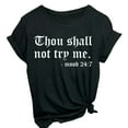 thumbnail image 2 of Baqcunre Women's Thou Shall Not Try Me Print Round-Neck Short-Sleeved Monogram T-Shirt Women Clothing Graphic Tees T Shirts for Women,Womens Tops Black L, 2 of 4
