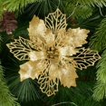thumbnail image 3 of 5 piezas de flores artificiales de Navidad con purpurina de 9 a 16 cm, adornos para árbol de Navidad para el hogar, flores falsas, adornos navideños, decoración de Año Nuevo, 3 of 5