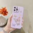 thumbnail image 2 of Compatible with iPhone 14 Pro Case Cute Plated Love Heart for Women Girls Gold Bling Butterfly Full Camera Lens Cover Protection Soft TPU Shockproof Bumper Phone Case for iPhone 14 Pro, Purple, 2 of 12