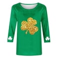 thumbnail image 2 of vdgthytj T-Shirts pour Femmes de la Saint-Patrick à Manches 3/4, Grande Taille, Col Ras du Cou, Trèfle, T-Shirt Graphique pour les Fêtes, 2 of 5