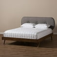thumbnail image 4 of Baxton Studio Penelope Mid-Century Modern Solid Walnut Wood Fabric Upholstered Platform Bed, Multiple Sizes, Multiple Colors, 4 of 15