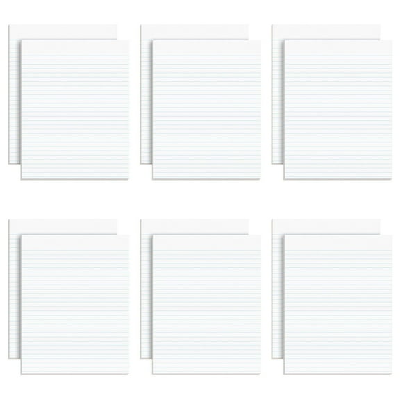 Exlonjet Evidence Glue Top 8-1/2 x 11 Pads, Wide Rule, White, 50 Sheets Per Pad, 12 Pack (21-112)