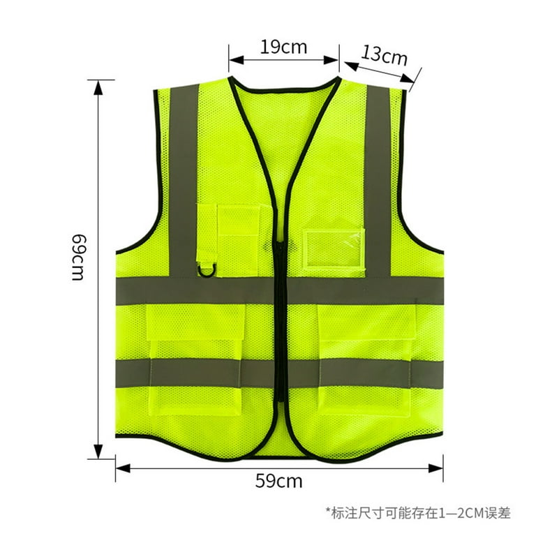 Fluorescent Security Reflective Vest with Pockets & Zip Fluorescent Security Reflective Vest with Pockets & Zip