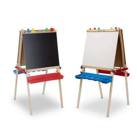 Melissa & Doug Deluxe Standing Art Easel - Dry-Erase Board, Chalkboard, Paper
