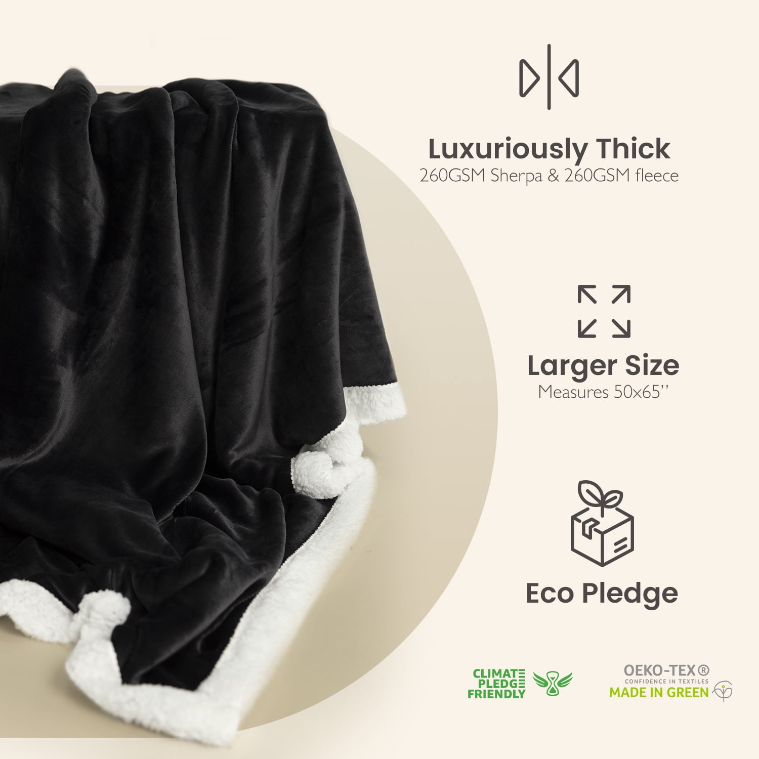 Everlasting Comfort Luxury Polyester Throw Blanket - Soft, 65”x50” (Meteorite)