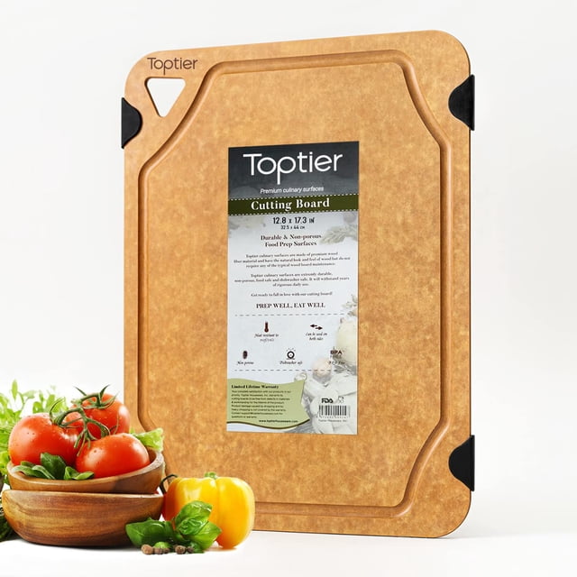 Tabla de cortar Toptier 44x33 cm antideslizante reversible de madera