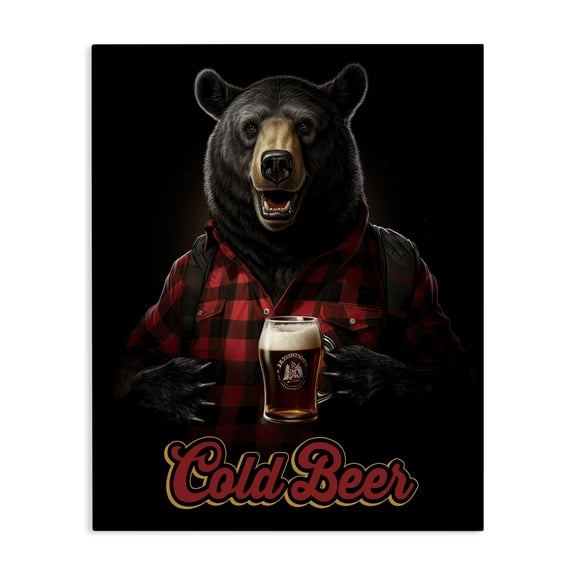 Stupell Industries Farmhouse Bear with Cold Beer Canvas Art, 16 x 20, by Jim Baldwin