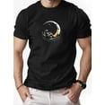 thumbnail image 1 of Men's Cotton T-Shirt with Astronaut & Moon Graphic - Casual Crew Neck, Short Sleeve, Summer Tee, Non-Transparent, Knit Fabric, Astronaut Decor, 1 of 6