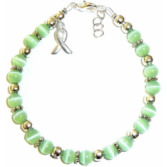 Liver Cancer - Lymphoma - Transplant Awareness Bracelet by Hidden Hollow Beads - 7 3/4 in. - Fits Most Adults - Lobster Clasp (Mint)