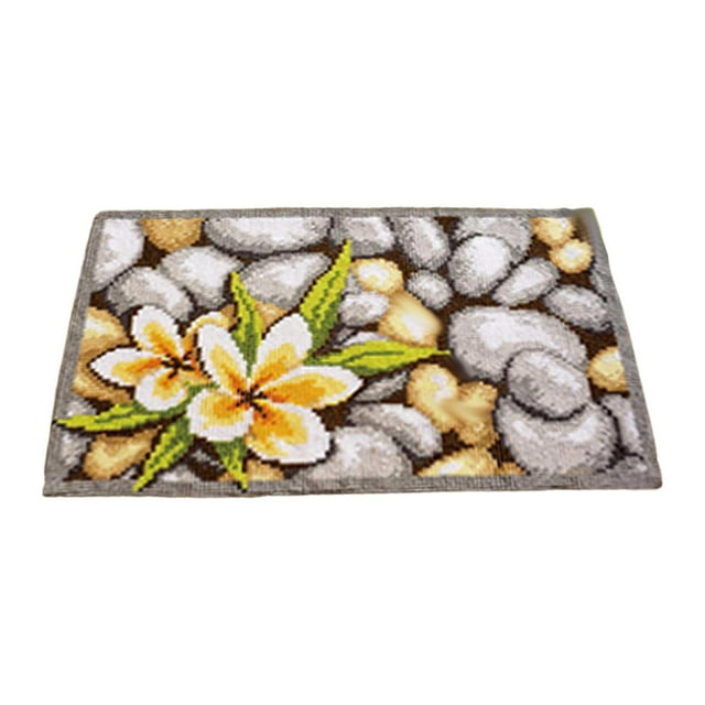 veasfak 1 Set Latch Hooking Rug s Carpet Embroidery Cushion Pattern Making Needlework Yellow Flower