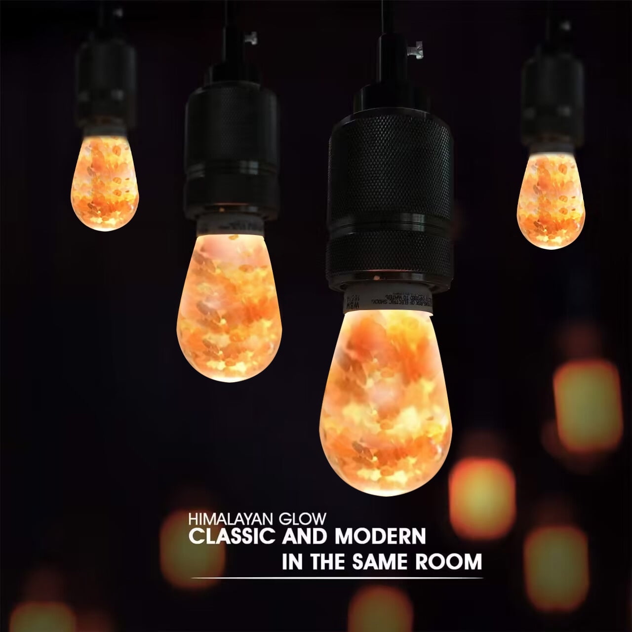 Luminous salt lamp LED bulb, 60 watt equivalent, Himalayan warm amber glow, 6Pcs, ideal for home decoration