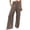 Khaki, variant on CAIVO Women Linen Pants Summer Solid Color Stretch Smocked High Waist Wide Leg Casual with Elastic Cuffs and Pockets Long Trousers