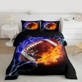 thumbnail image 2 of Homewish Rugby Sport Game Full Size Comforter Sets,Football Lovers Bedding Comforter Set,Wbrown Orange Black Bedding Sets For Boys Kids,Super Cozy Room Decor Reversible,3-Piece, 2 of 8