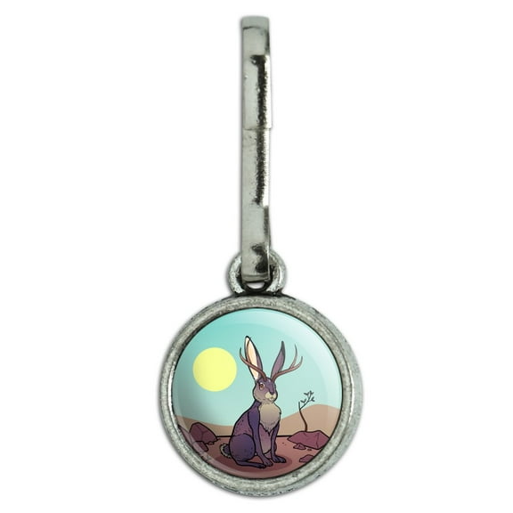 Cartoon Jackalope Antiqued Charm Clothes Purse Suitcase Backpack Zipper Pull Aid
