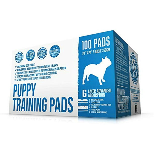 Bulldogology Premium Puppy Pee Pads with Adhesive Sticky Tape (24x24) Large Dog Training Wee