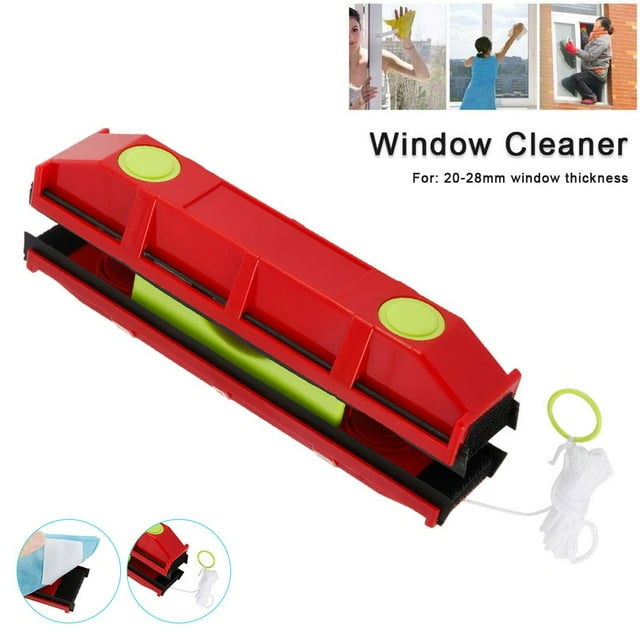 Magnetic Window Cleaner Tool Double-Glazed Window Glass Cleaning Wiper ForSingle/Double-Glazed Windows Portable Portable Glass Cleaning Tool (Red)