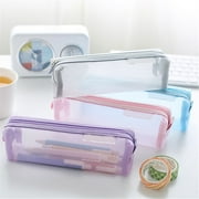Slim Pencil Case Mesh Pen Bag Pencil Case Makeup Tool Bag Storage Pouch Purse