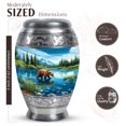 thumbnail image 2 of JAGASY Bear Small Cremation Urn for Sister, Blue Tiny Urns for Human Ashes Keepsake, River Trees Mountain & Blue Sky Decorative Urns for Siblings, Funeral Urn for Brother, (3 Inch), 2 of 7