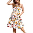 thumbnail image 2 of LOVZFMLL Robe d'Été à Manches Courtes pour Filles avec Poches à Volants Col Rond Imprimé Robe Débardeur Douce, 2 of 6