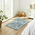thumbnail image 4 of MJIAexp 2'x3' Moroccan Bedroom Rug Washable Vintage Boho Area Rug Non-Slip Accent Throw Rug Stain Resistant Floor Carpet for Kitchen Entryway Bathroom Living Room Office Floral Blue, 4 of 9