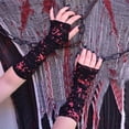 thumbnail image 2 of Ladies' Dark Punk Halloween Top Exposed Finger Design, Breathable Sleeves with Bloodstain Effect, 2 of 4