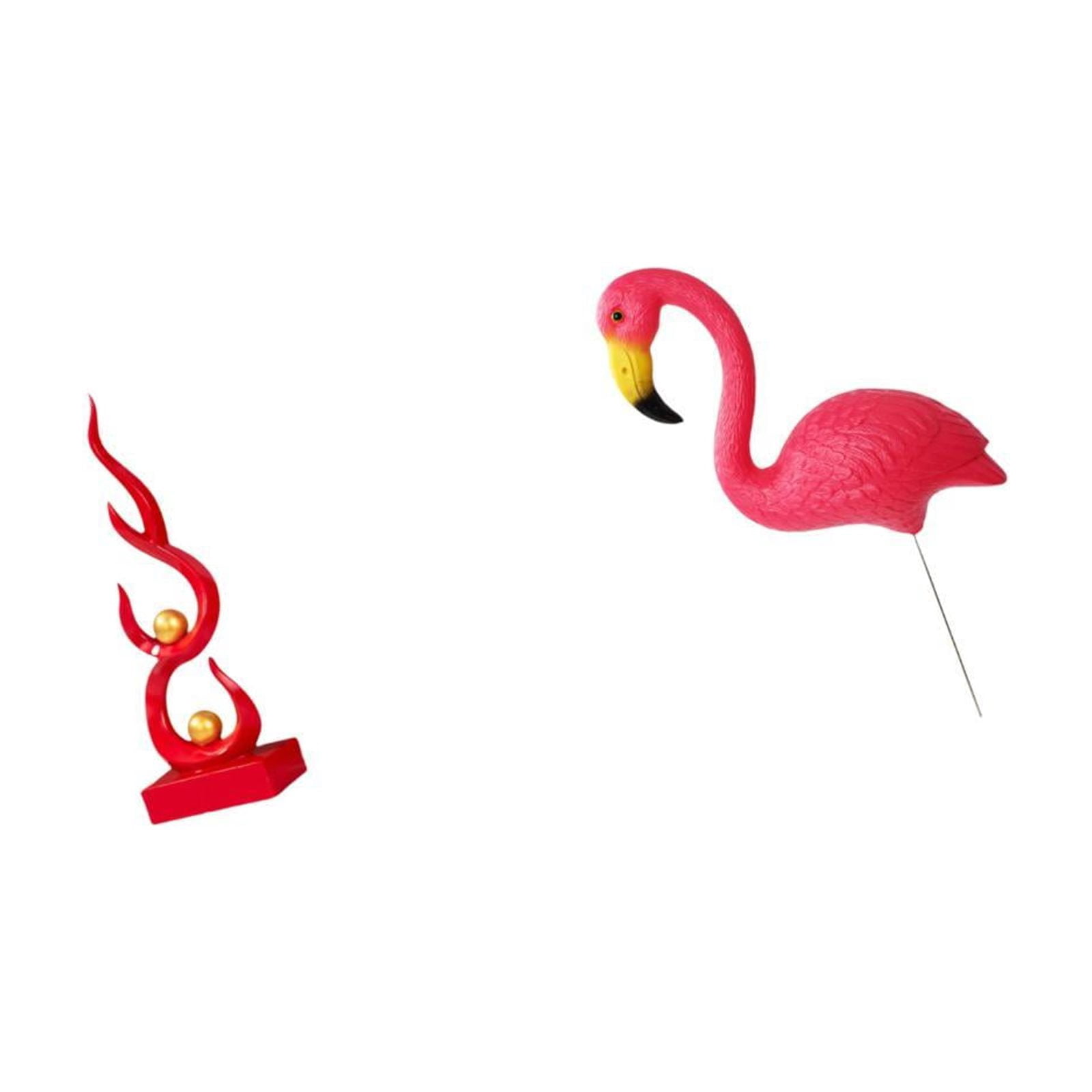 2 Sets Abstract Art Statue Flamingo Yard Stake Resin Construction for Home Garden Spring Festival Decoration