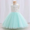 thumbnail image 5 of REORIAFEE Fashion Flower Girls Dress Wedding Party Bridesmaid Dress Sleeveless Embroidery Mesh Dress Gauze Dress Princess Dress Green 0-6 Months, 5 of 9