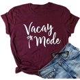 thumbnail image 1 of YourTops T-Shirt Mode Vacances pour Femmes T-Shirt Graphique T-Shirt Décontracté Mode Vacances Chemise de Vacances (US TG, 3-Wine Red), 1 of 2
