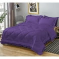 thumbnail image 3 of DNG Creations 5 Piece Ruffle Diamond Comforter All Season 550 GSM Full/Queen Size - 800 Threads Count, 100% Egyptian Cotton Solid Purple Colour, 3 of 7