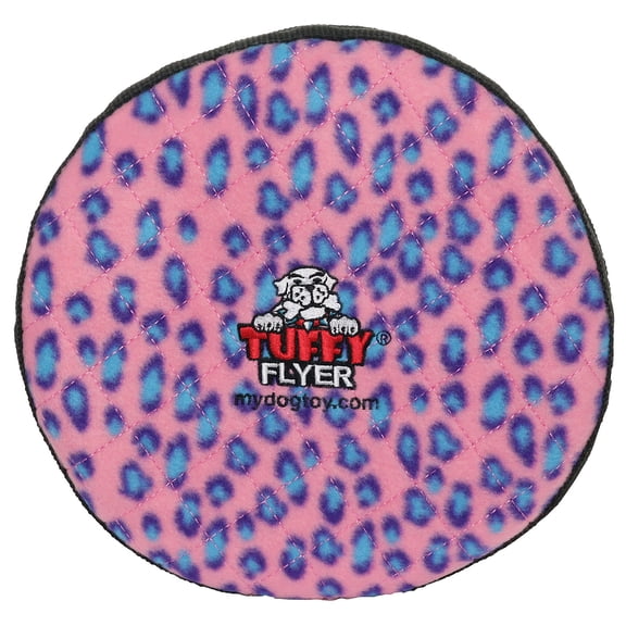 Tuffy Ultimate Flyer Pink Leopard Durable Plush Squeaky Dog Toy