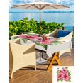 thumbnail image 5 of Hokiten Outdoor Tablecloths with Umbrella Hole & Zipper, Summer Red Flower Tablecloth Rectangle 60x84 Inch, Green Leaves Country Floral Pastoral Waterproof Table Cloth, Patio/Pool Table Covers, 5 of 7