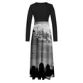 thumbnail image 5 of Qiopertar Vente de Liquidation Robe Longue à Manches Longues Imprimée Halloween pour Femmes avec Fermeture Éclair Col Rond Jupe Longue Offres de la Semaine Moins de 5$, 5 of 5