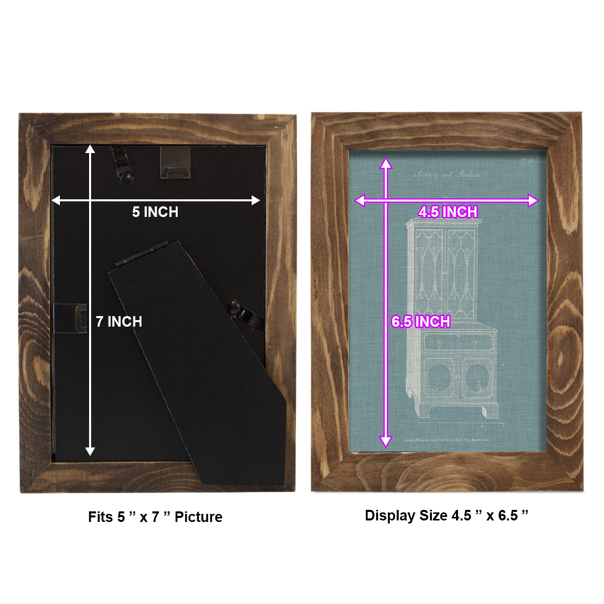 Hepplewhite Desk & Bookcase III - Framed Print w/glass - Walnut