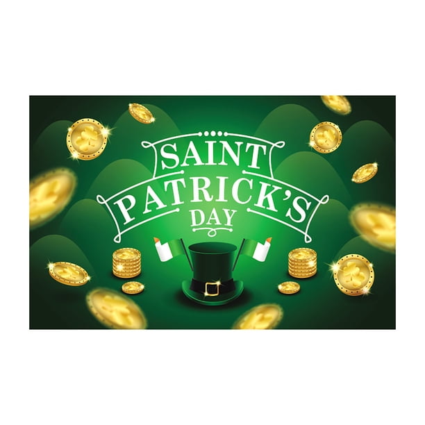 Banner del jardín del Día de San Patricio - Bandera de trébol verde de doble cara de 45" x 71" con monedas de la suerte y sombreros - Decoración navideña para fiestas de jardín en casa Decoraciones