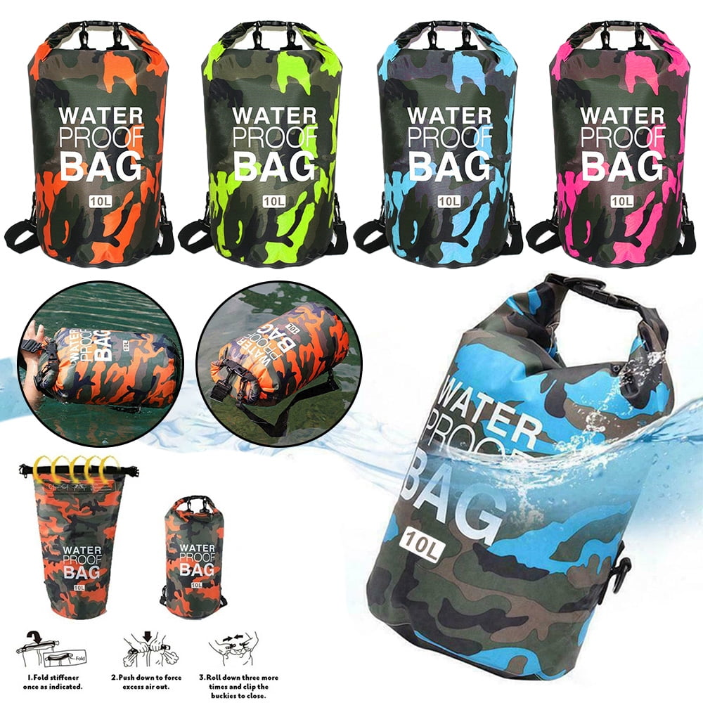 20L Waterproof Bag Camouflage Drift Floating Canoe Camp Swimming Backpack US 
