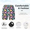 thumbnail image 3 of Yiaed Colorful Alpaca Print Mens Swim Trunks Bathing Suit Compression Liner Beach Swim Shorts Swimwear Quick Dry Zipper Pocket No-Chafing Board Short-X-Large, 3 of 6