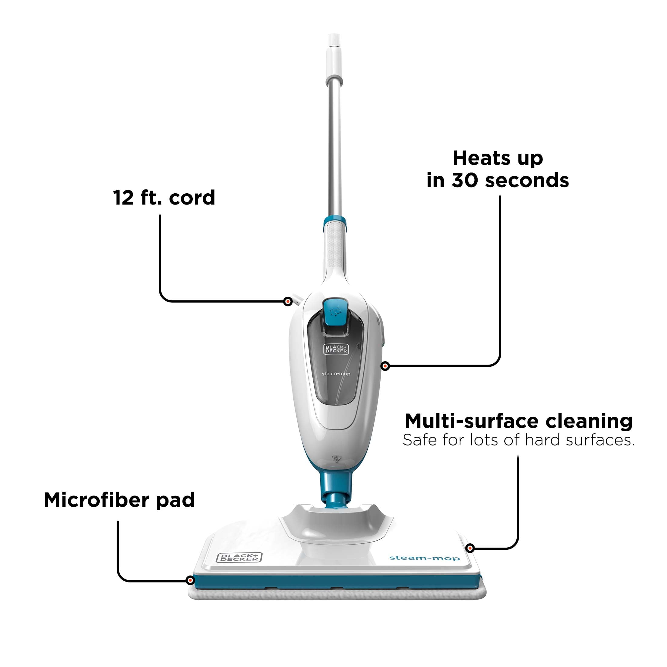 BLACK+DECKER 5-in-1 Steam Mop and Portable Steamer with Squeegee and (3)  Brushes HSMC1321 - The Home Depot