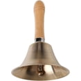 thumbnail image 1 of Campana de mano con mango de madera, campana de mano de cuerno con mango de madera, campana de clase de viento súper fuerte vintage, instrumento musical, campana de mano de metal, 1 of 5